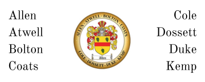 Allen Atwell Bolton Coats Cole Dossett Duke Kemp
